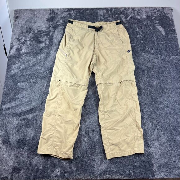 Vtg Patagonia Go II Zip Off Pants Beige Nylon Men's M Belted Cargo Zip Ankle - Picture 1 of 11